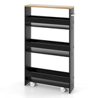 Chariot de rangement roulant mince à 4 niveaux – Blanc / Noir / Gris / Blanc cassé, assemblage par 1 personne