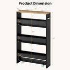 Chariot de rangement roulant mince à 4 niveaux – Blanc / Noir / Gris / Blanc cassé, assemblage par 1 personne