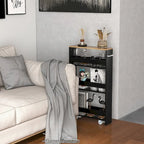 Chariot de rangement roulant mince à 4 niveaux – Blanc / Noir / Gris / Blanc cassé, assemblage par 1 personne