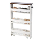 Chariot de rangement roulant mince à 4 niveaux – Blanc / Noir / Gris / Blanc cassé, assemblage par 1 personne