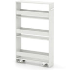 Chariot de rangement roulant mince à 4 niveaux – Blanc / Noir / Gris / Blanc cassé, assemblage par 1 personne
