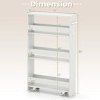 Chariot de rangement roulant mince à 4 niveaux – Blanc / Noir / Gris / Blanc cassé, assemblage par 1 personne
