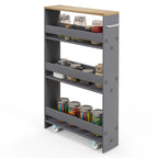 Chariot de rangement roulant mince à 4 niveaux – Blanc / Noir / Gris / Blanc cassé, assemblage par 1 personne