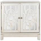 Commode de rangement argentée à 2 portes, 32 larg. x 16 prof. x 33 haut. po