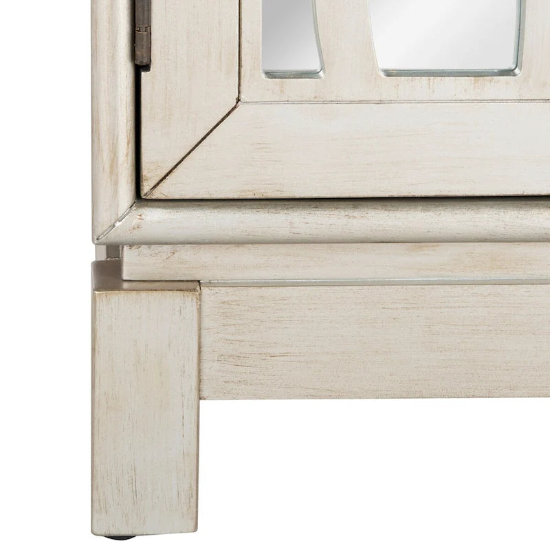 Commode de rangement argentée à 2 portes, 32 larg. x 16 prof. x 33 haut. po