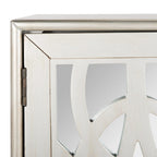 Commode de rangement argentée à 2 portes, 32 larg. x 16 prof. x 33 haut. po