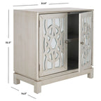 Commode de rangement argentée à 2 portes, 32 larg. x 16 prof. x 33 haut. po