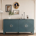Meuble de rangement 4 portes, vert olive / bleu marine / champagne