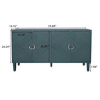 Meuble de rangement 4 portes, vert olive / bleu marine / champagne