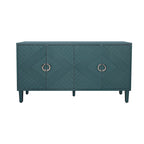 Meuble de rangement 4 portes, vert olive / bleu marine / champagne