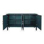 Meuble de rangement 4 portes, vert olive / bleu marine / champagne