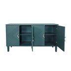 Meuble de rangement 4 portes, vert olive / bleu marine / champagne