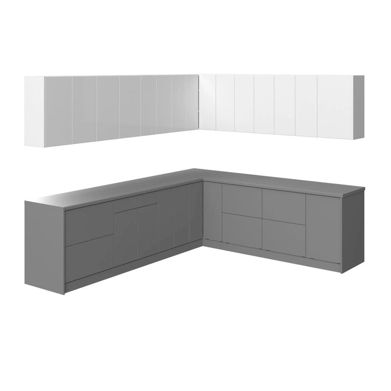 Ensemble de meubles bas de cuisine modernes gris et blanc, bicolore, 102x120 cm