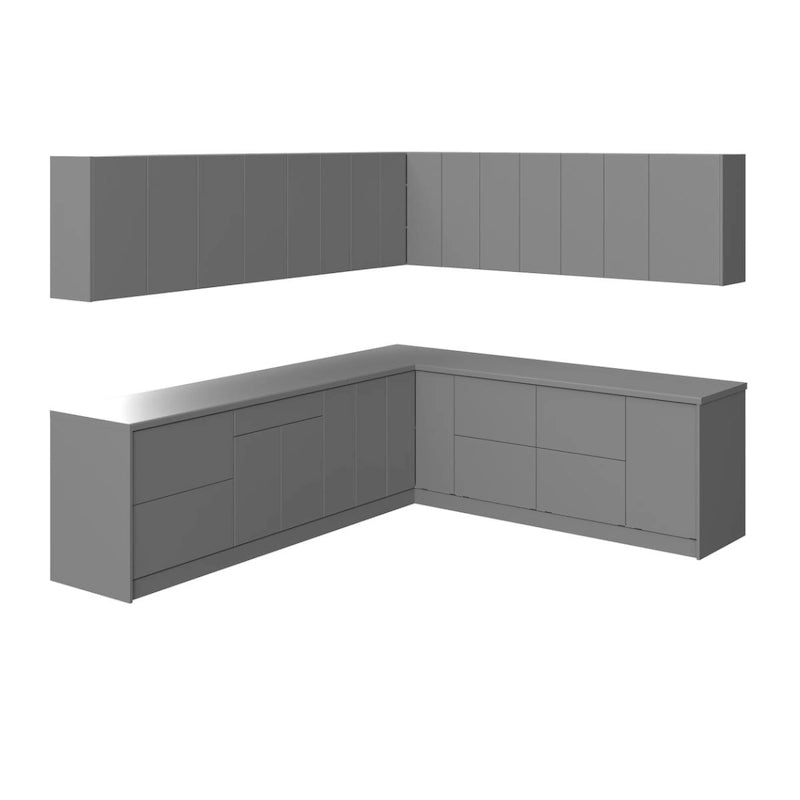 Ensemble de meubles bas de cuisine modernes gris et blanc, bicolore, 102x120 cm