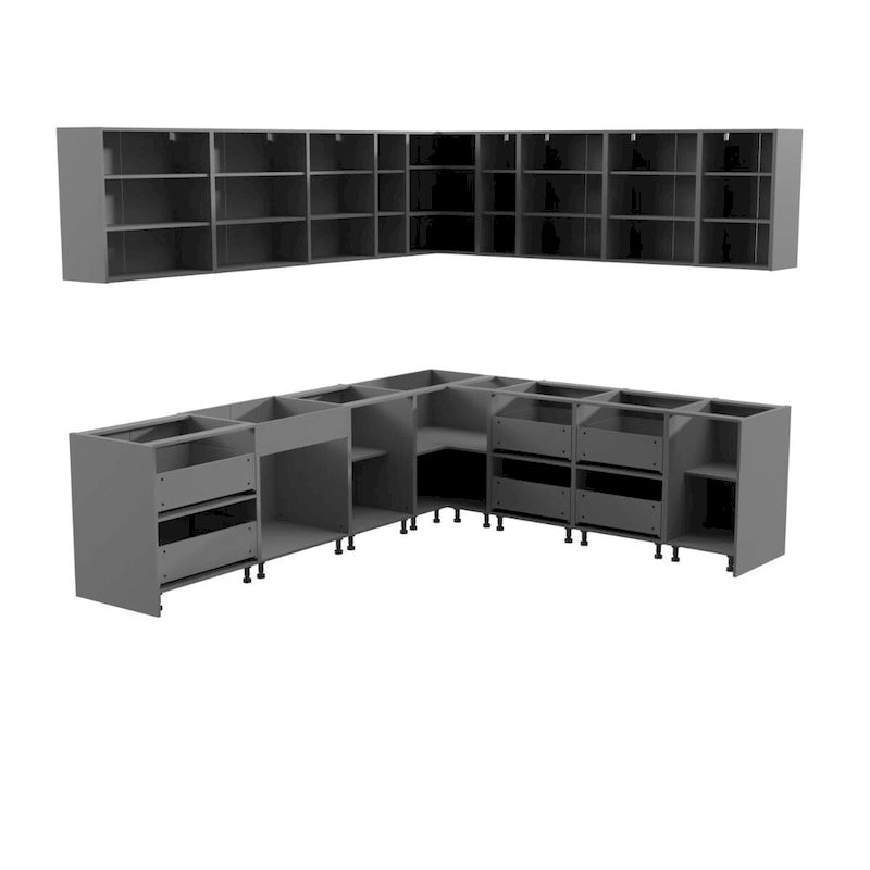 Ensemble de meubles bas de cuisine modernes gris et blanc, bicolore, 102x120 cm