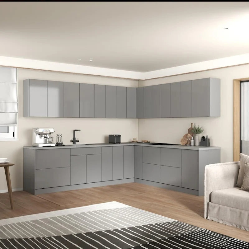 Ensemble de meubles bas de cuisine modernes gris et blanc, bicolore, 102x120 cm