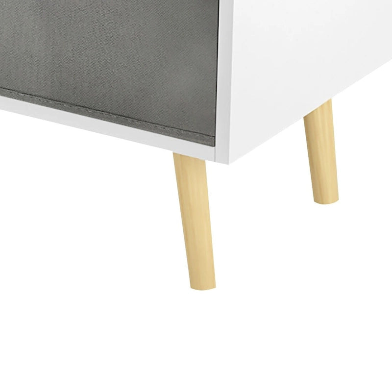 Meuble de rangement 3 tiroirs en tissu Blanc+Gris / Blanc+Rose