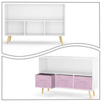 Meuble de rangement 3 tiroirs en tissu Blanc+Gris / Blanc+Rose