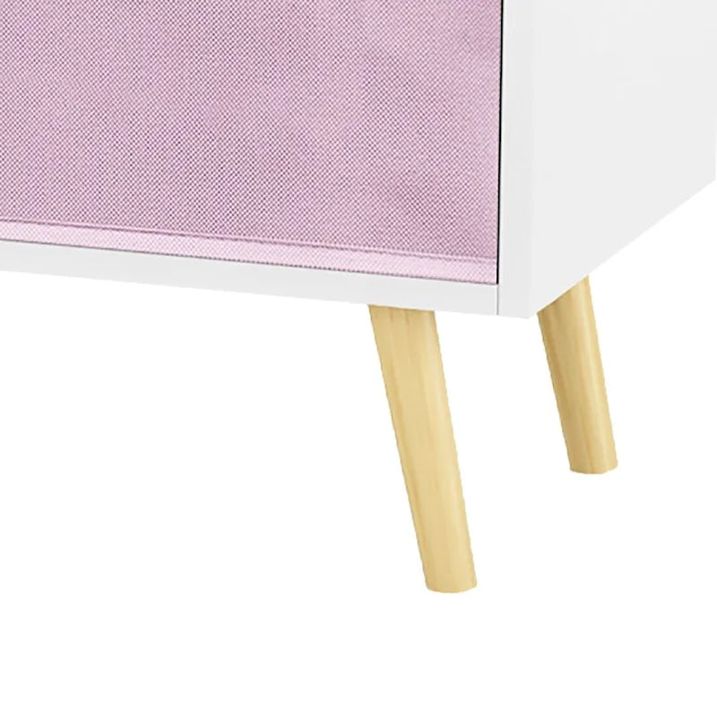 Meuble de rangement 3 tiroirs en tissu Blanc+Gris / Blanc+Rose