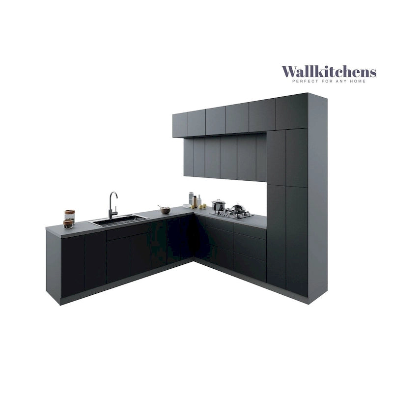 Meuble bas de cuisine Argent / Blanc / Noir, 274 cm de large – 108x24