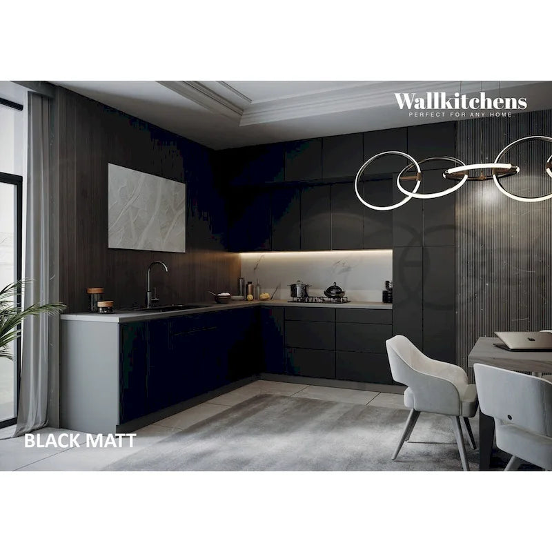 Meuble bas de cuisine Argent / Blanc / Noir, 274 cm de large – 108x24