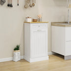 Freestanding Kitchen Trash Cabinet, Modern Wood 20-Inch Tilt-Out Trash Cabinet with Storage Drawer