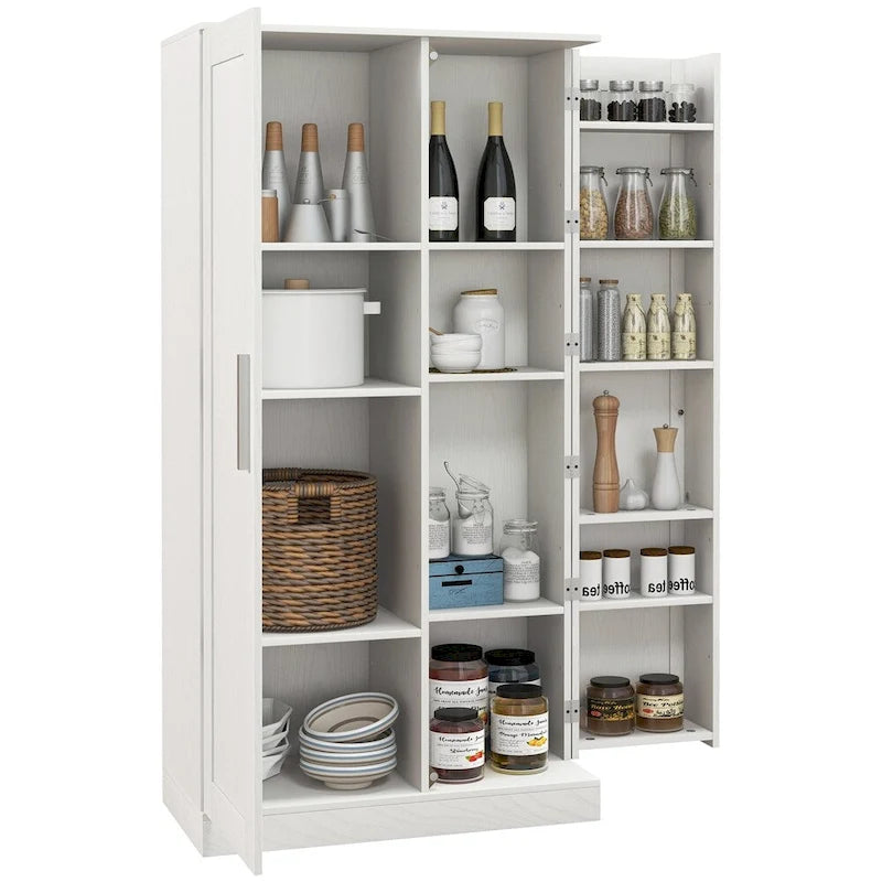 Armoire de cuisine indépendante à 2 portes de 14 niveaux, couleur blanche