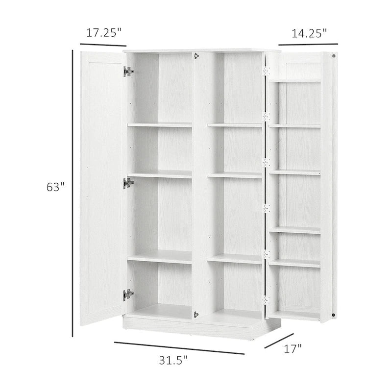 Armoire de cuisine indépendante à 2 portes de 14 niveaux, couleur blanche