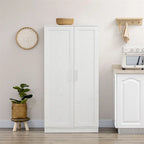 Armoire de cuisine indépendante à 2 portes de 14 niveaux, couleur blanche