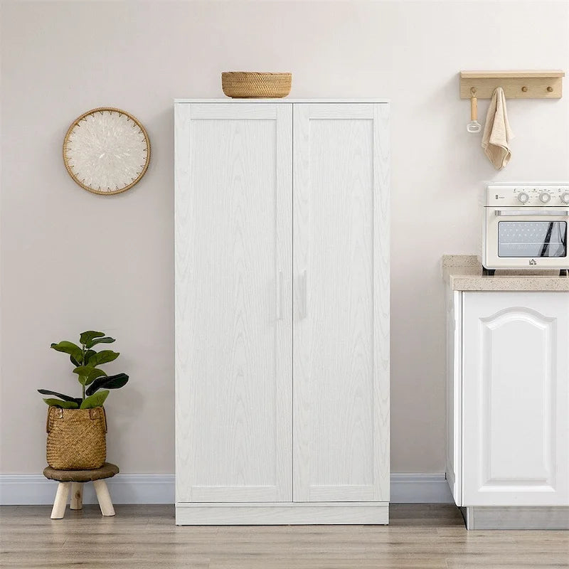 Armoire de cuisine indépendante à 2 portes de 14 niveaux, couleur blanche