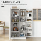 Armoire de cuisine indépendante à 2 portes de 14 niveaux, couleur blanche