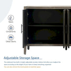 Bahut de rangement 4 portes en sapin brun antique