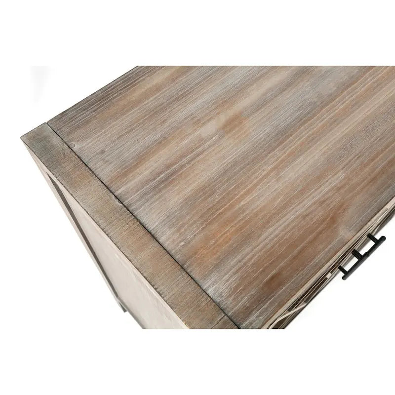 Bahut de rangement 4 portes en sapin brun antique