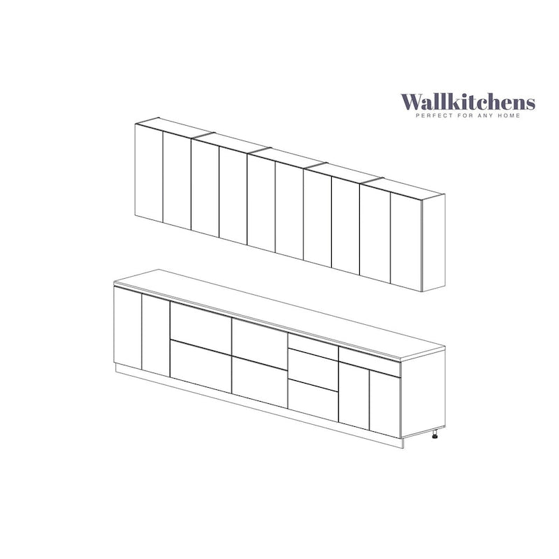 Ensemble d'armoires de cuisine blanc mat – 3,96 m de large (153"x24")