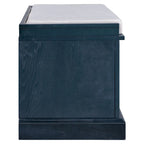 Banc de rangement 2 tiroirs 2 portes avec coussin Blanc/Bleu Marine Antique/Noir