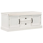 Banc de rangement 2 tiroirs 2 portes avec coussin Blanc/Bleu Marine Antique/Noir