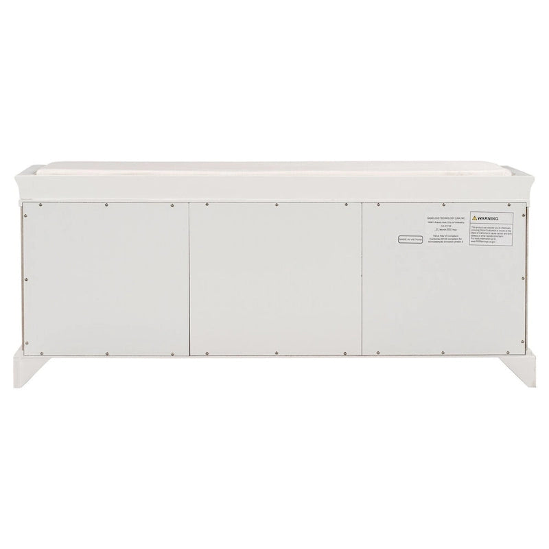 Banc de rangement 2 tiroirs 2 portes avec coussin Blanc/Bleu Marine Antique/Noir