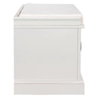 Banc de rangement 2 tiroirs 2 portes avec coussin Blanc/Bleu Marine Antique/Noir
