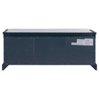 Banc de rangement 2 tiroirs 2 portes avec coussin Blanc/Bleu Marine Antique/Noir