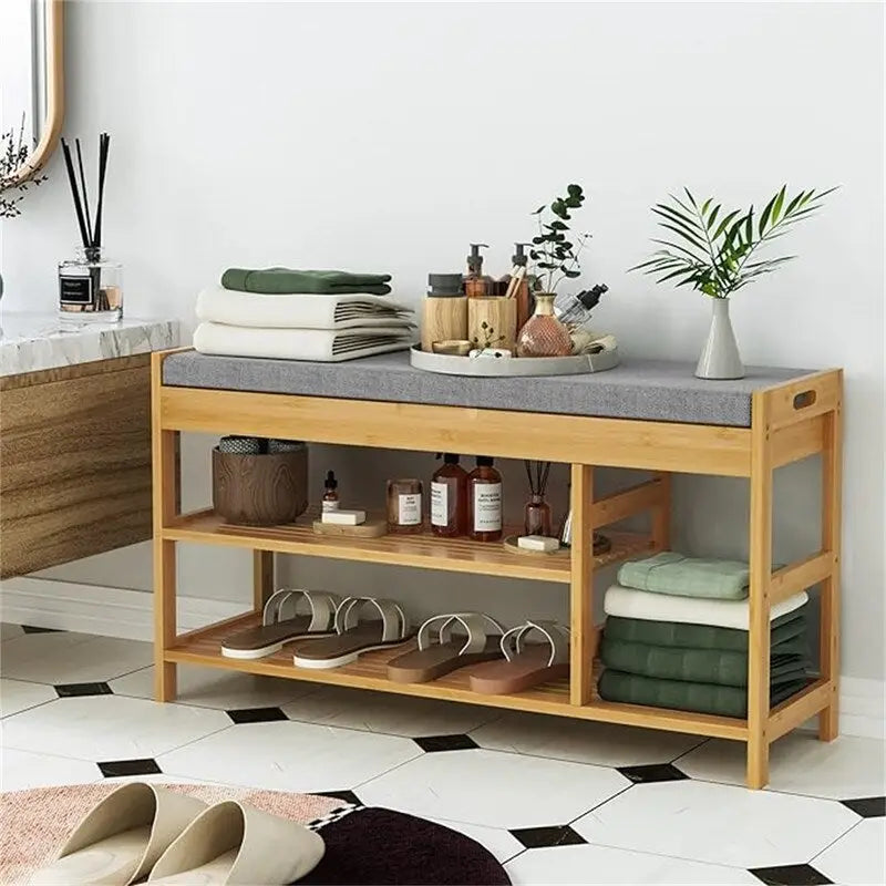 Shoe Bench Rack with Storage - 11.4 D x 36 W x 19.7 H