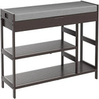 Banc à chaussures en bambou avec rangement, marron/blanc/naturel vintage, siège pour 1, style entrée