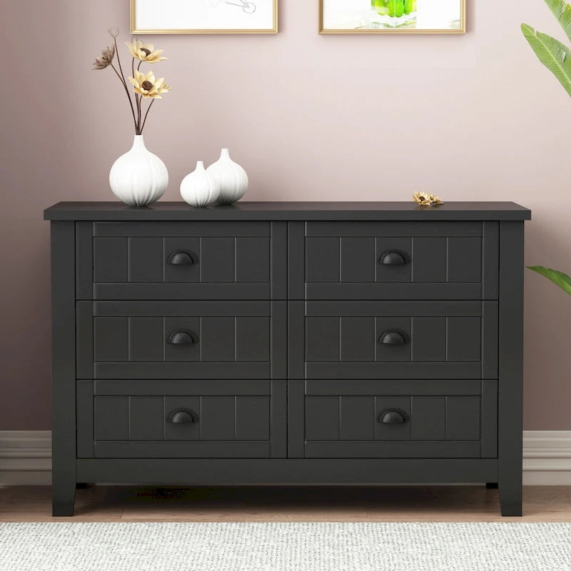 Commode à tiroirs, armoire d'appoint, buffet, comptoir de service, cadre en bois massif, panneau de porte en plastique