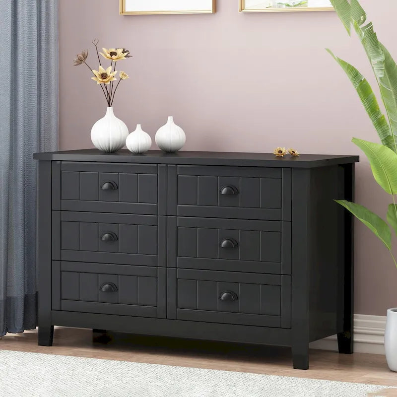 Commode à tiroirs, armoire d'appoint, buffet, comptoir de service, cadre en bois massif, panneau de porte en plastique