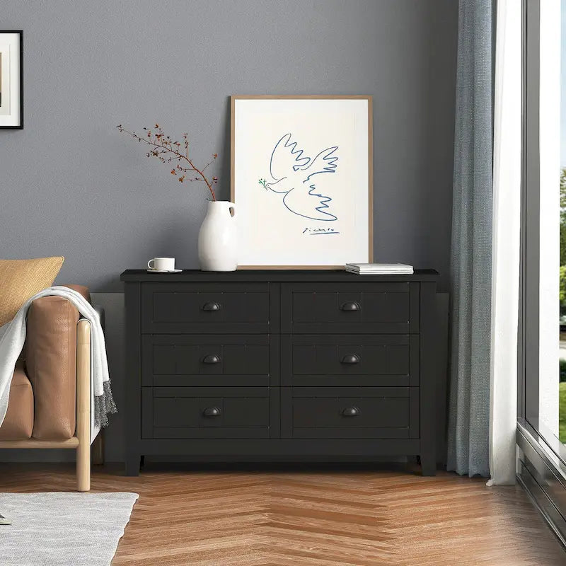 Commode à tiroirs, armoire d'appoint, buffet, comptoir de service, cadre en bois massif, panneau de porte en plastique