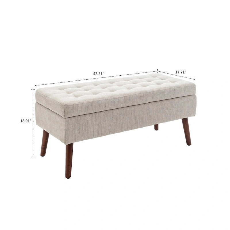 Banc de rangement capitonné rabattable 2 places, marron/gris clair/gris foncé