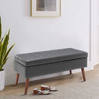 Banc de rangement capitonné rabattable 2 places, marron/gris clair/gris foncé