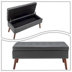 Banc de rangement capitonné rabattable 2 places, marron/gris clair/gris foncé
