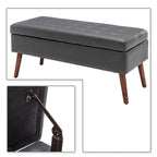 Banc de rangement capitonné rabattable 2 places, marron/gris clair/gris foncé