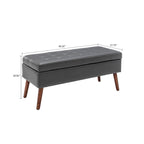 Banc de rangement capitonné rabattable 2 places, marron/gris clair/gris foncé