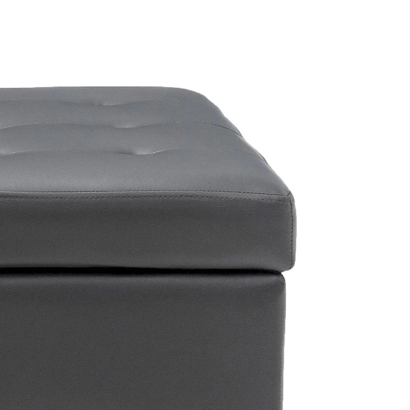 Banc de rangement capitonné rabattable 2 places, marron/gris clair/gris foncé